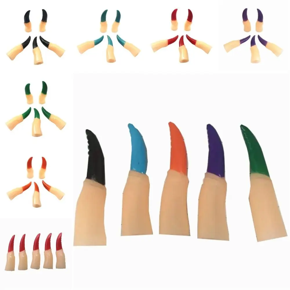 5PCS/set Fake Fingers Zombie Witch Fake Fingers Scary Black/ Red Halloween Finger Covers Colorful Children Girls #5