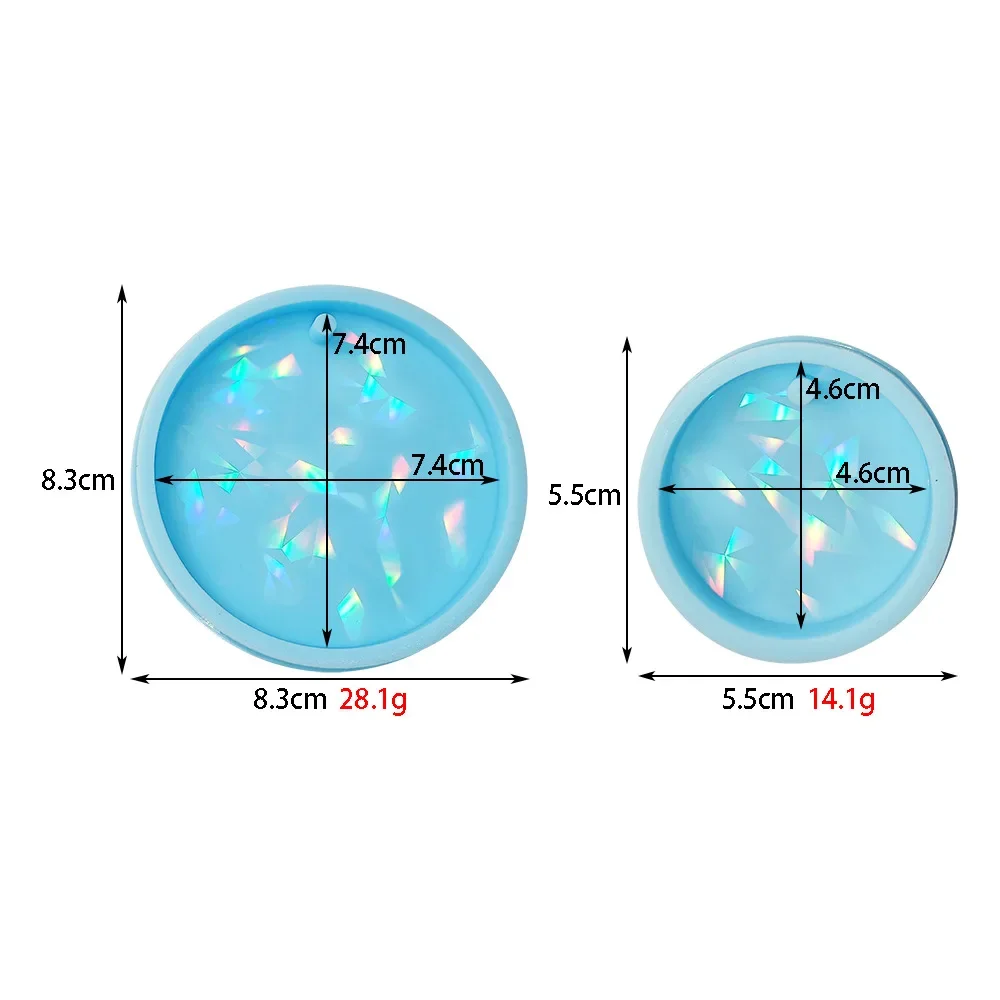 DIY holografische lasergrootte ronde sleutelhanger kristal epoxyhars siliconen mal