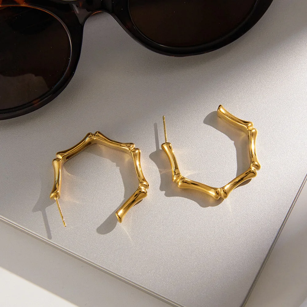 

Personality Bamboo Joint Stud Earring Cosplay Stainless Steel Minimalist Earrings Women Niche Fashion Jewelry