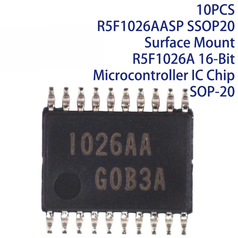 1PCS R5F1026AASP SSOP20 Surface Mount R5F1026A 16-Bit Microcontroller IC Chip SOP-20