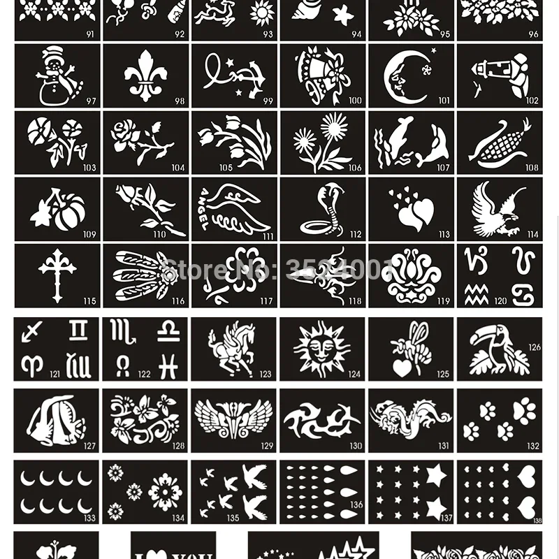 مجموعات استنسل الوشم العشوائي المختلط 3/5/10/50 قطعة لطيف نجمة الحب القلب الجمجمة تصاميم قوالب اللوحة الجسم الصغيرة للاستخدام اللامع #4