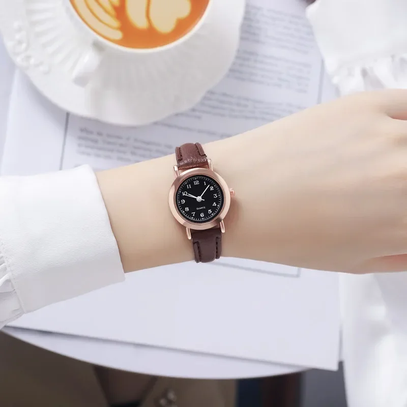 Relojes sencillos Para Mujer, Reloj redondo pequeño con cinturón Para niña, relojes de pulsera de cuarzo, Reloj de vestir Para Mujer, relojes de regalo Para Mujer, Reloj Para Mujer