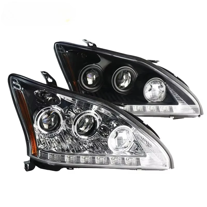 For RX330 RX350 LED Headlight Assembly Front Headlight Herrier Kruger 2004-2009 Black Case Glow Diode Headlight