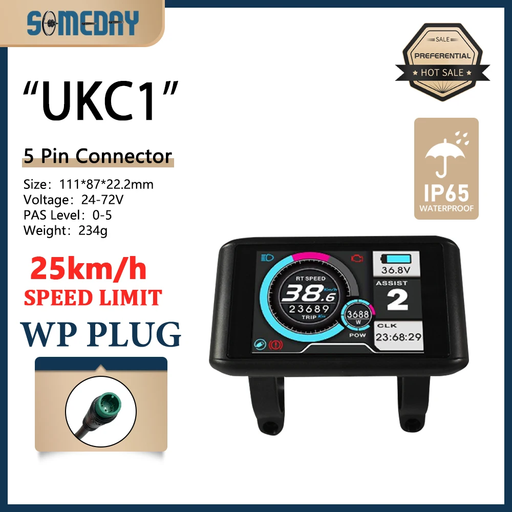 NONE Elektrofahrrad 36V-72V LCD UKC1 Farbdisplay mit UART 2 Kommunikation für Elektrofahrradzubehör mit SM/wasserdichtem Anschluss 3