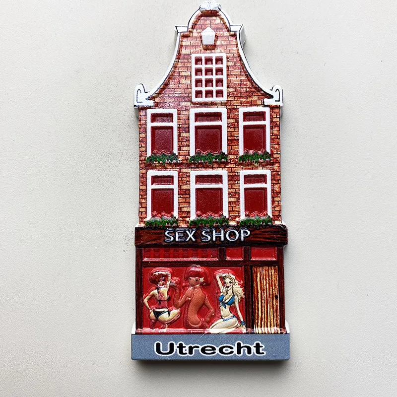 Utrecht, the Netherlands features architectural shops, 3D refrigerator magnets, tourist souvenirs, collection of handicrafts