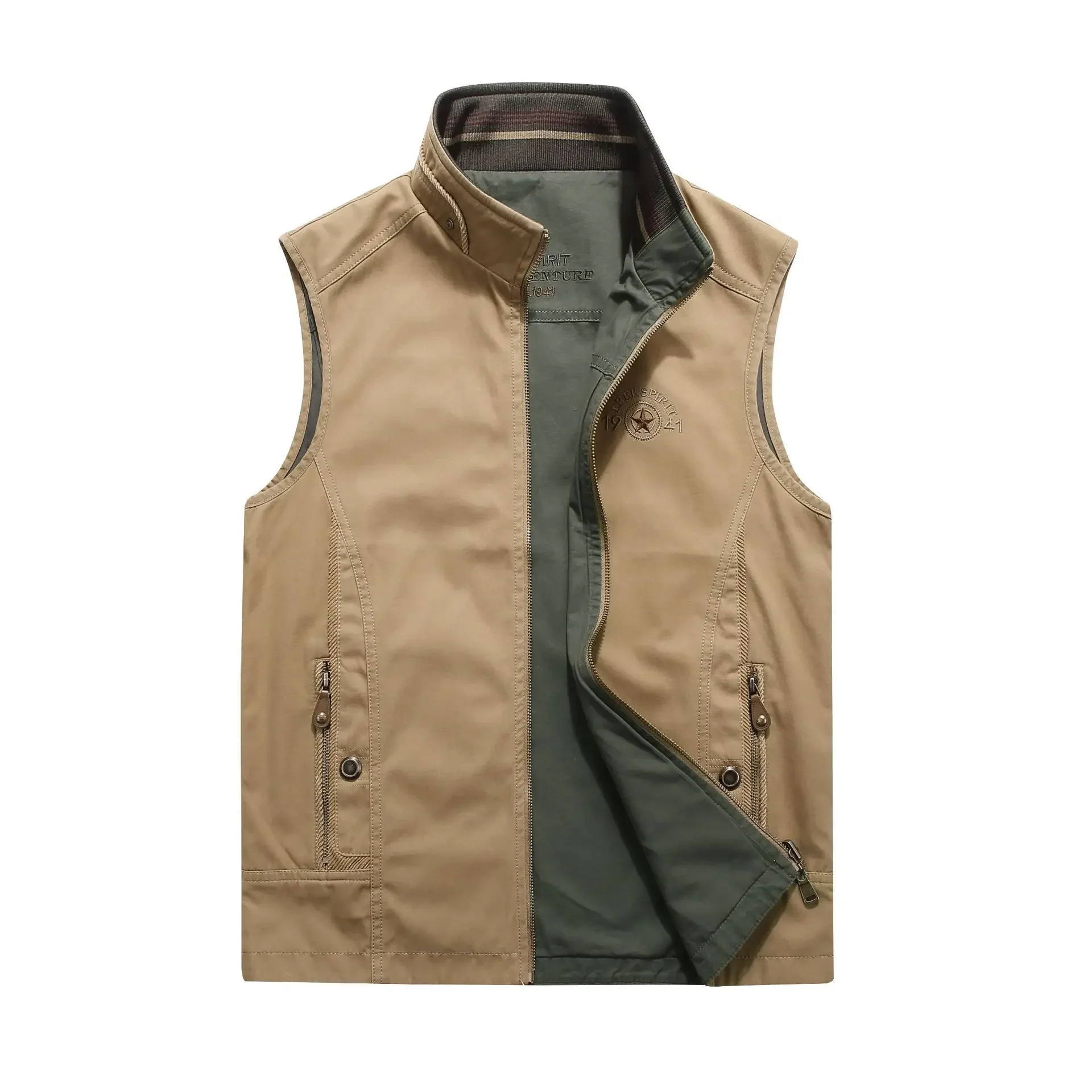 MAIDANGDI Wearing A Casual Vest on Both Sides with A Shoulder Top  Outdoor Photography Fishing Vest Sleeveless Solid Color