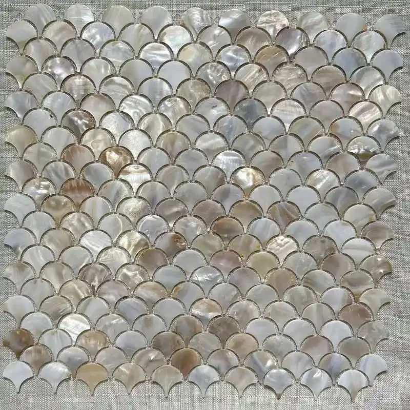 

Shell Mosaic Tile Natural White Mother of Pearl Wall Backsplash Bathroom Tiles fish scale sheet kitchen 17