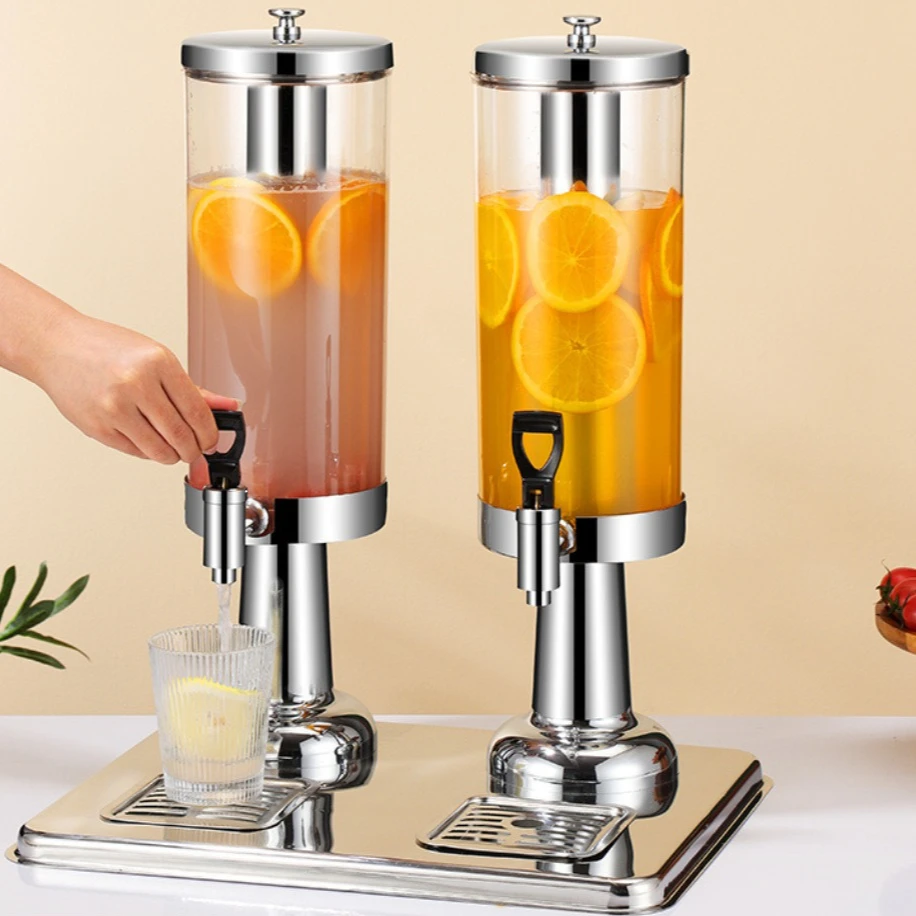 透明な飲料保存ディスペンサー、ステンレス製ベース、セルフサービスビュッフェ用、冷たいフルーツジュース用