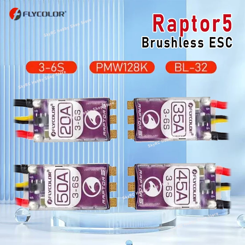 

FLYCOLOR Raptor5 Бесщеточный ESC 3-6S Дрон ESC 32Bit G701 PWM 128K Single 20A 35A 45A 50A ECS Dshot Proshot для гоночных дронов FPV