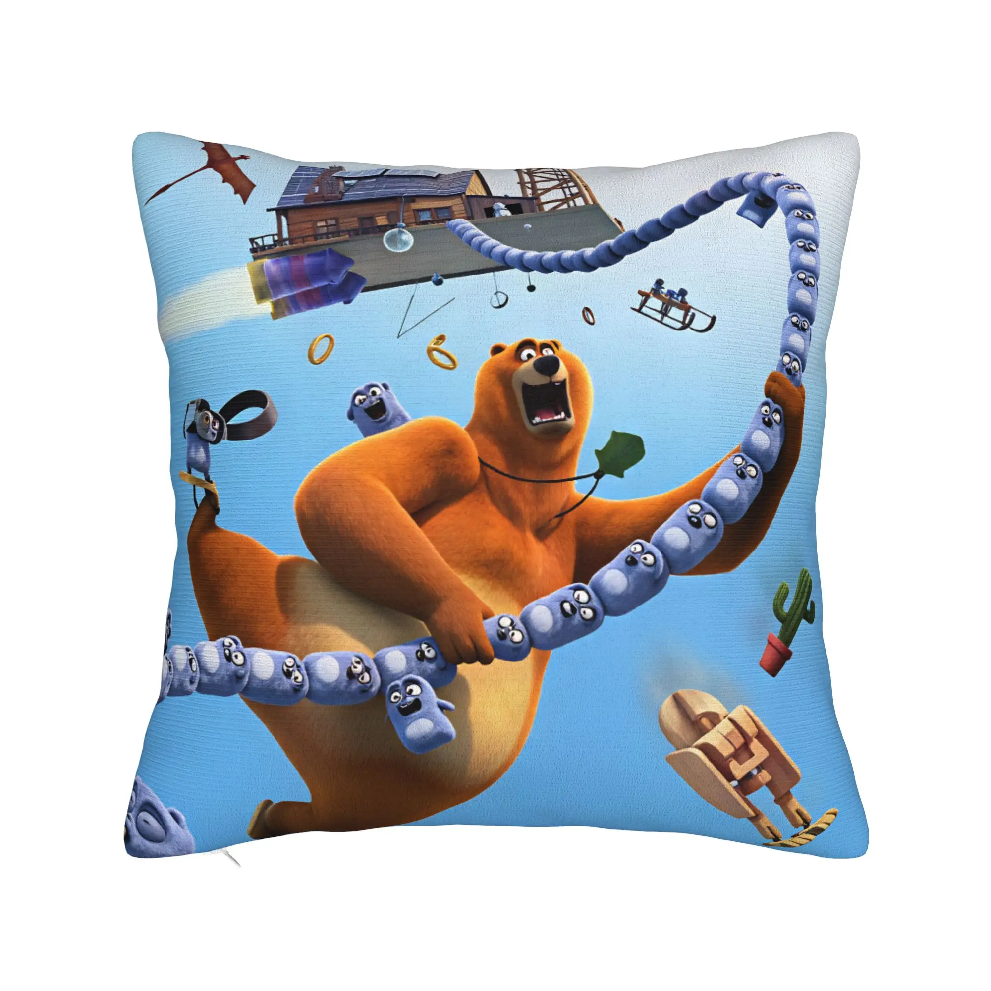 Pillow Cover Grizzly and Lemmings Pattern Cushion Cover  Kawaii Pillow Case For Office Car Home Decorative Pillowcases