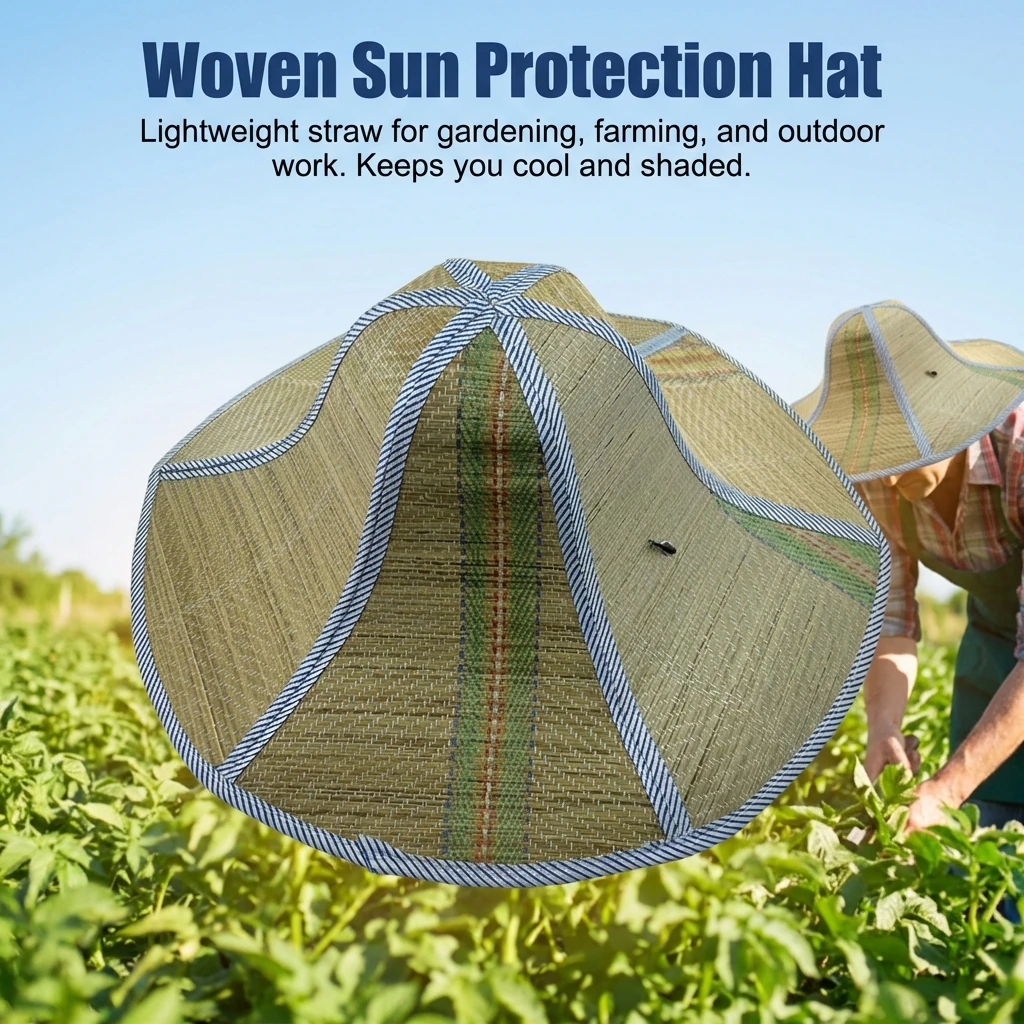 Foldable Bamboo Rattan Fishing Hat Handmade Weave Straw Hat Tourism Rain Dance Props Cone Outdoor Fishing Sunshade Fisherman Hat