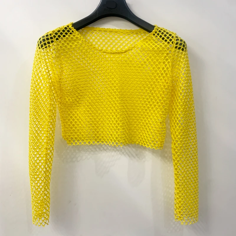 Loose Long Sve Me T-irt Breathable Hollow out Dance Street Sle Faionable Top in Multiple Colors for Women