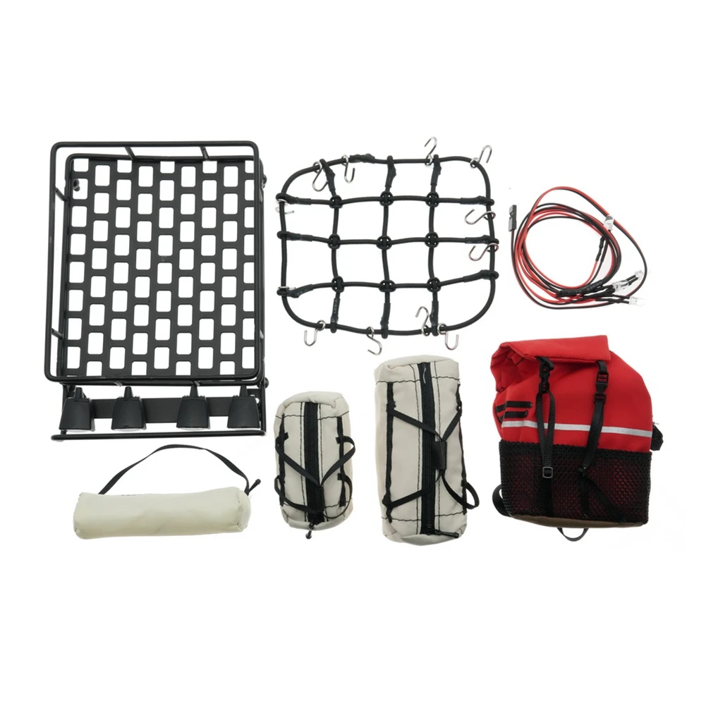 [A17I TOY] Storage Bag Luggage Rack Handbag Sleeping Bag Luggage Net Linght Decoration for 1/10 1/12 1/14 RC Crawler Car