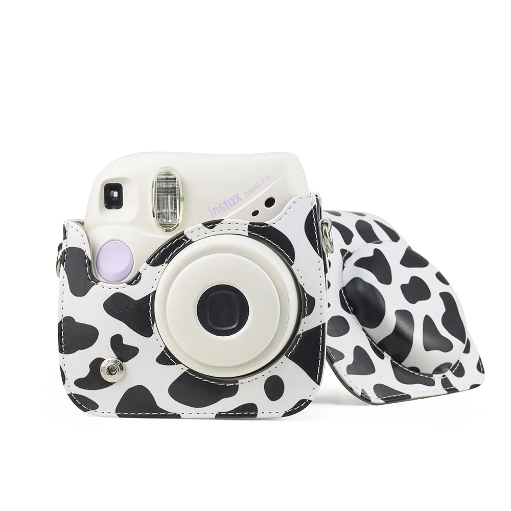 PU Cow Texture Leather Camera Bag For Fujifilm Instax Mini 7+ 7S 7C Instant Film Retro Camera Bag with Shoulder Strap