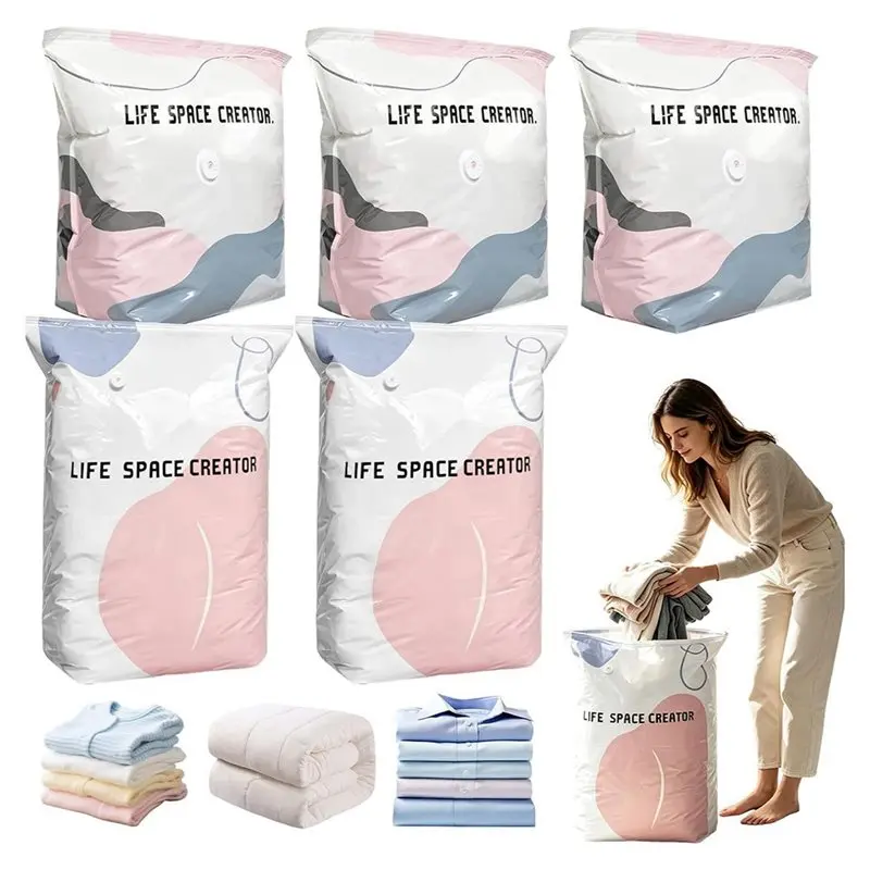 FYBL-No-Pump Vacuum Storage Bags For Clothes Compression Bag Space Saver Sealed Organizer Quilt Bedding Travel Moving