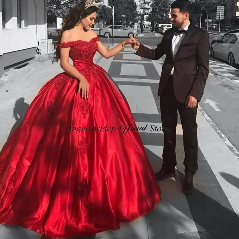 Angelsbridep кружевное бальное платье с аппликацией, платья для Quinceanera, платья для 15 лет, сексуальные блестящие атласные вечерние платья с бисером