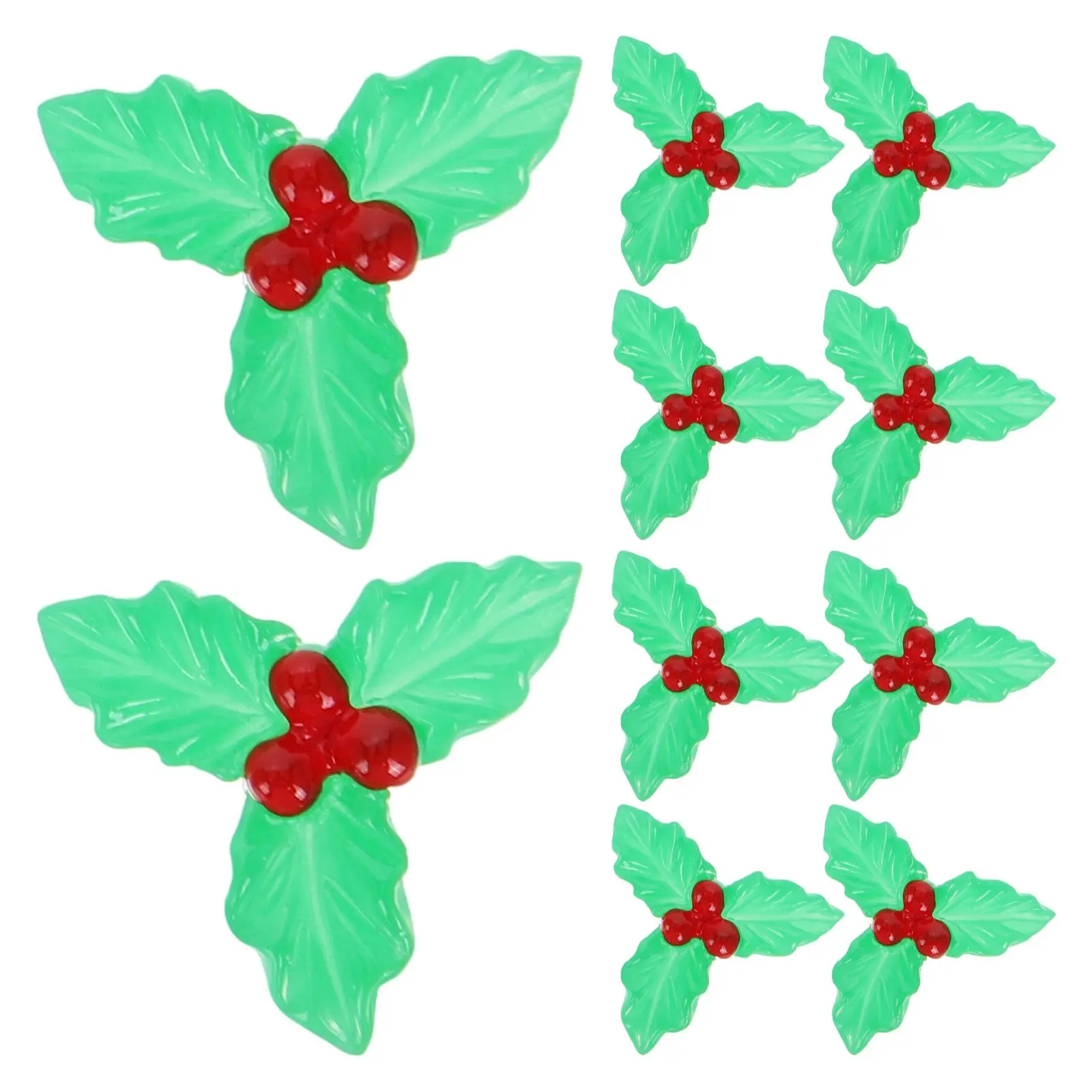 Mini adornos de frutas navideñas, bayas de acebo artificiales, hojas verdes, dijes de resina, decoración de árbol, corona con detalles estacionales, 20 Uds.