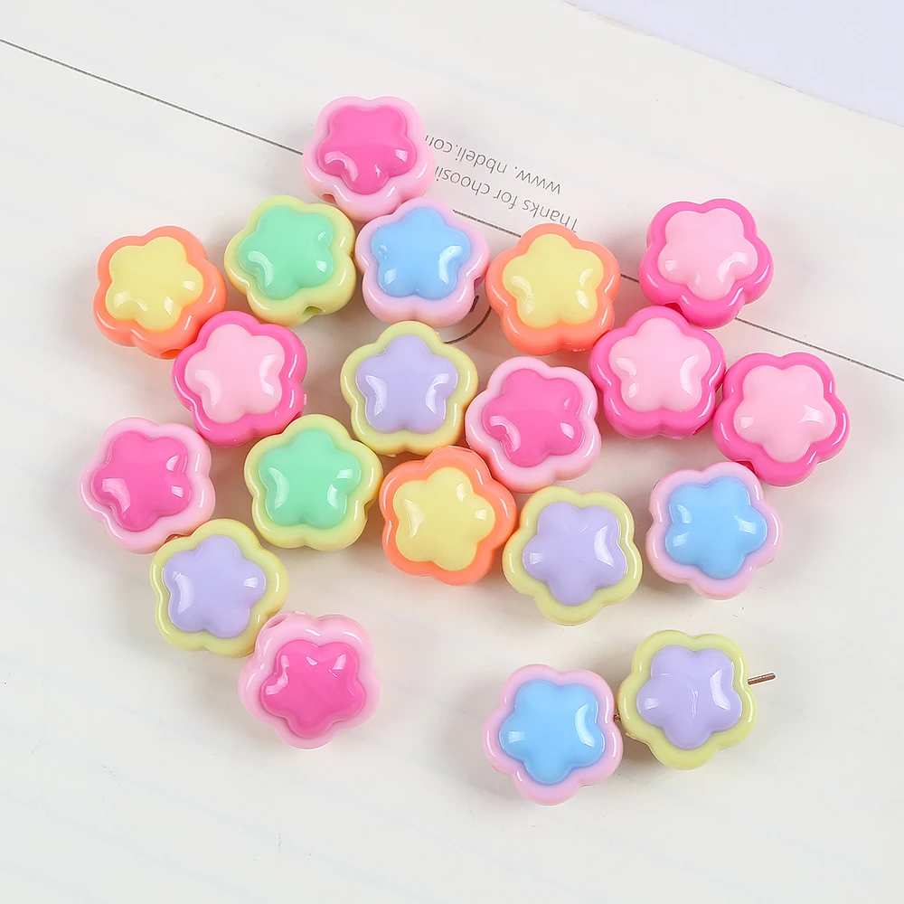 10pcs Multicolour Acrylic Flower Beads Loose Spacer Beads For Handmade Jewelry Making Bracelet Necklace Earring DIY Accessories