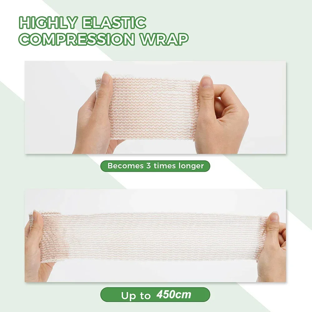 1Roll Elastic Bandage Wraps Compression Bandage with Self Closure Washable Reusable Elastic Bandage for Sports Sprained Injuries