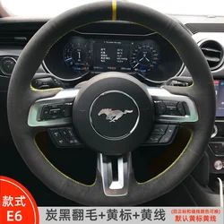 For Ford Mustang 2015-2021 Mustang GT 2015-2021 Hand Stitched Anti slip suede Car Steering Wheel Cover