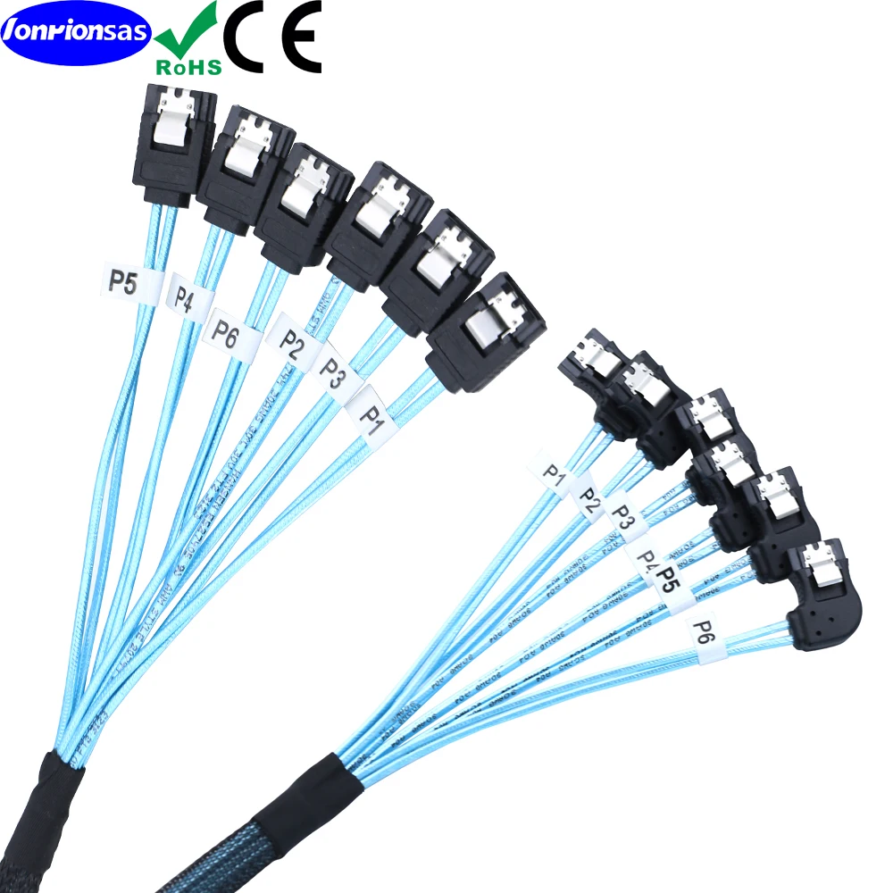 SATA 180 degree 7Pin female 6Pcs/Set-12Gbps-SATA  Left-Angle bend Cable Replacement for Bitcoin Computer-Server CD DVD Drives