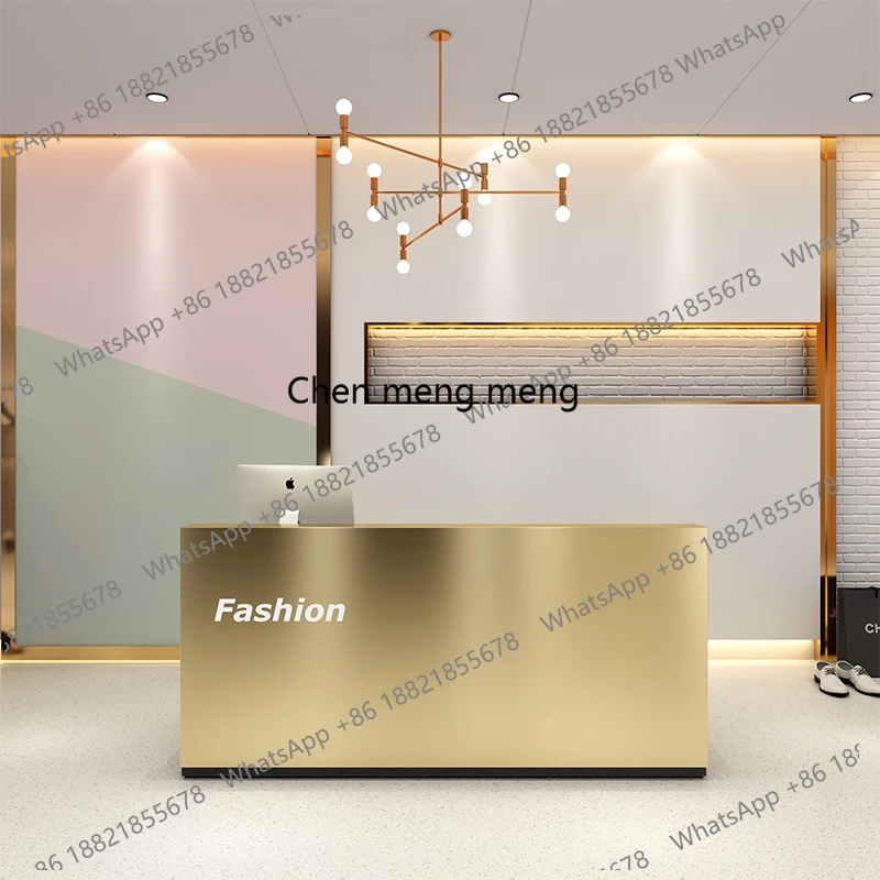 Stainless steel bar checkout page store small clothing store simple modern front desk barber shop beauty salon reception desk