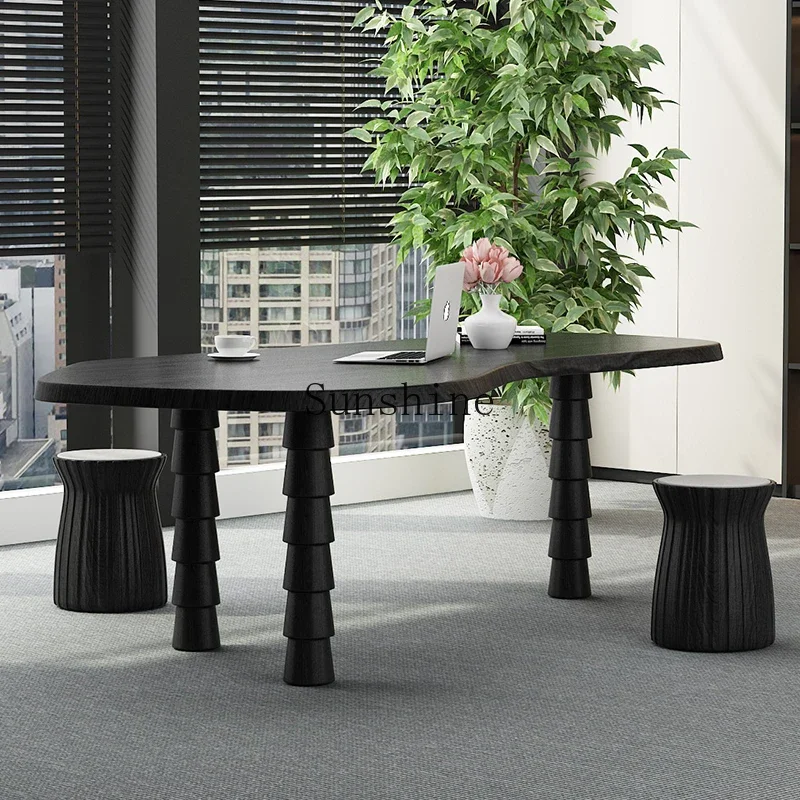 

Nordic solid wood special-shaped computer desk personalized office home creative desk