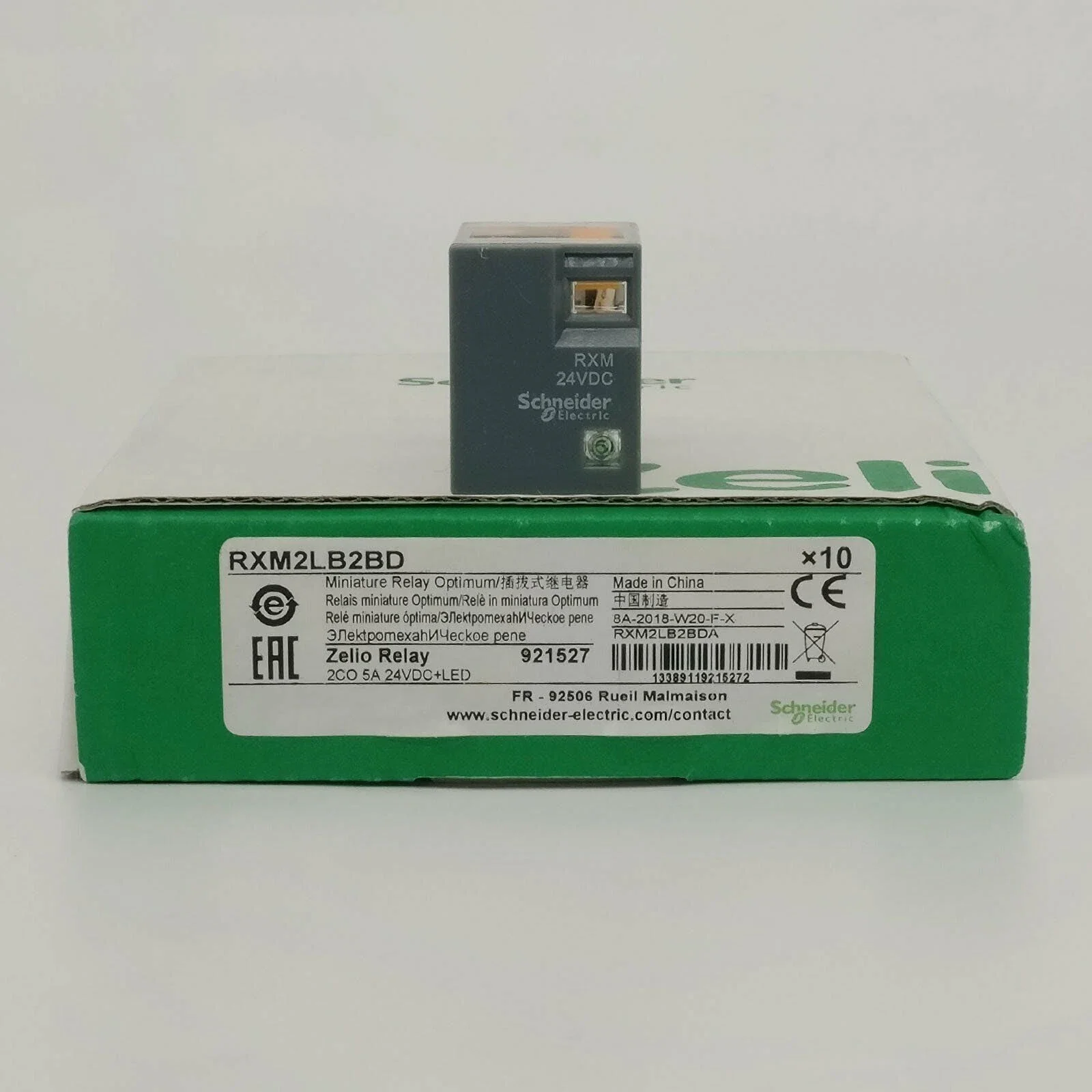 

RXM2LB2BD miniature plug-in relay - Harmony RXM2L - 2 C/O - 24 V DC - 5 A - with LED