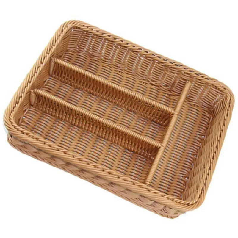

A19F-2X Rattan Cutlery Basket Cutlery Basket Storage Cutlery Chopstick Basket Rattan Desktop Drawer