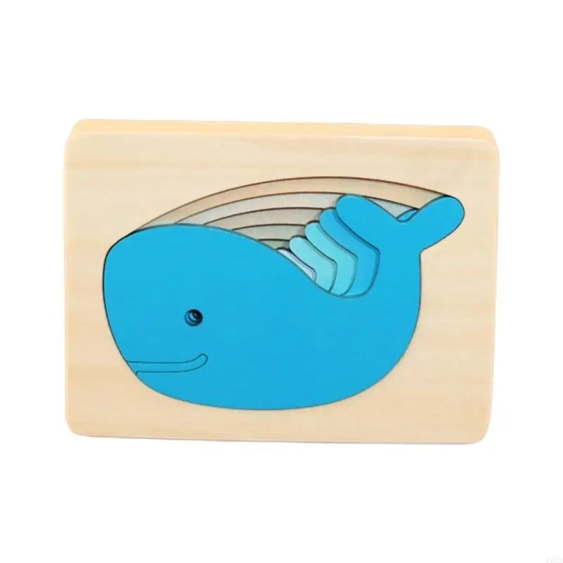 

F62D Multi- Layer Puzzles Wooden Animal Puzzles Children Early Educational Kids