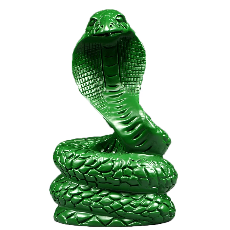 Green wood carving snake ornament solid wood twelve zodiac wooden cobra home living room decoration mahogany crafts