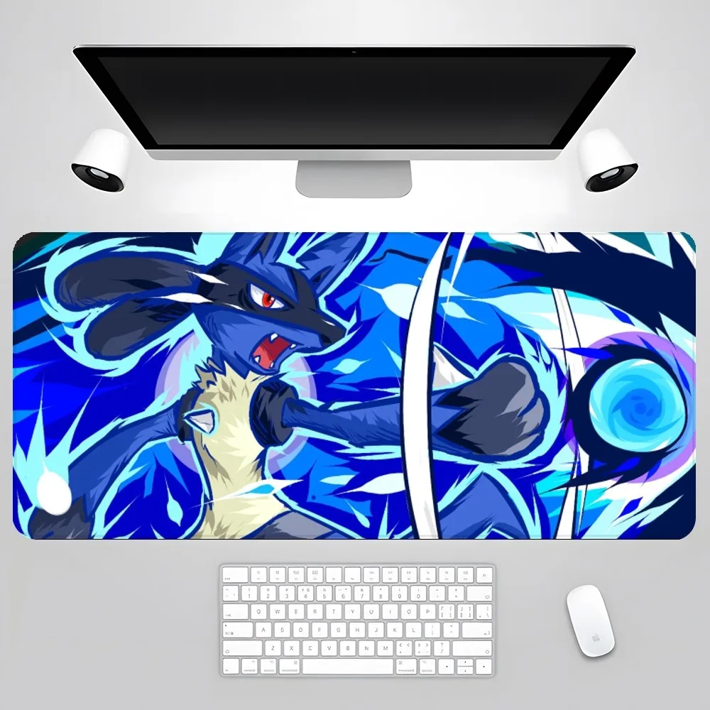 Pokemon Lucario podkładka pod mysz akcesoria do gry komputerowe mata gumowa XXL Deskmat maty klawiatura szafka Mause laptopy