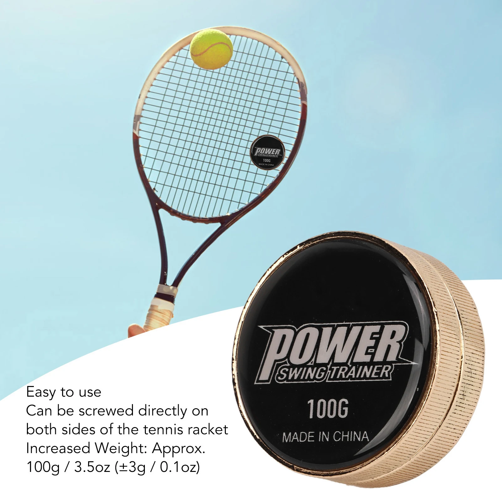 Tennis Racket Weight Training Aid Black Exercise Arm Strength Tennis Racket Swing Weight Increase Hitting Force for Playground