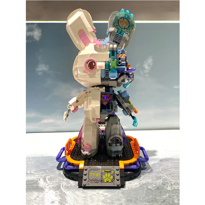 Toptoy Chinese Building Blocks Rabbit Breaks The Future Mechanical Cyberpunk Rabbit Creative Assembled Rabbit Puzzle Toy Gift