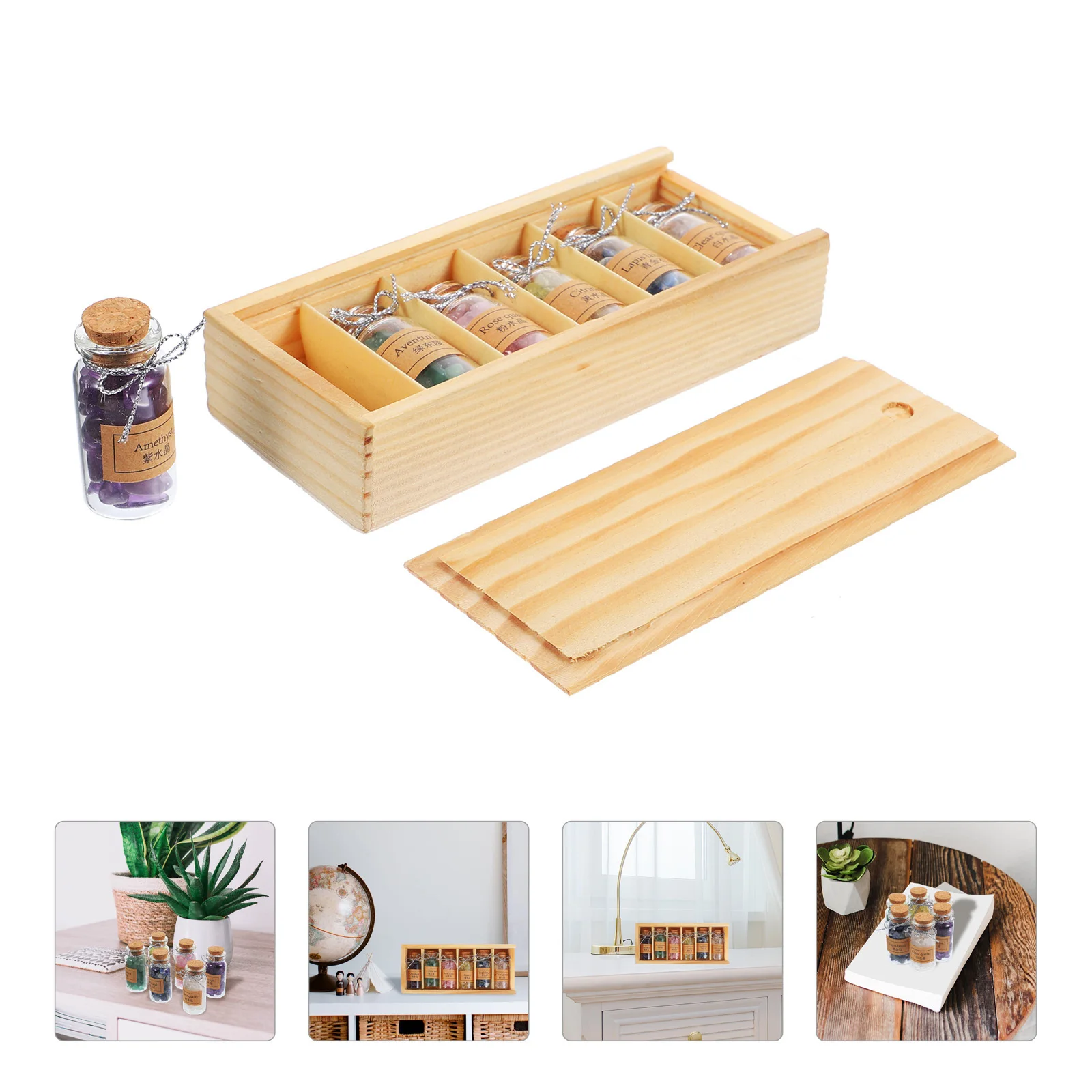 

1Set Crystal Wishing Bottles Mini Natural Stone Bottle Set Decorative Bottled Crystal Chips for Home Wedding Gifts Collection