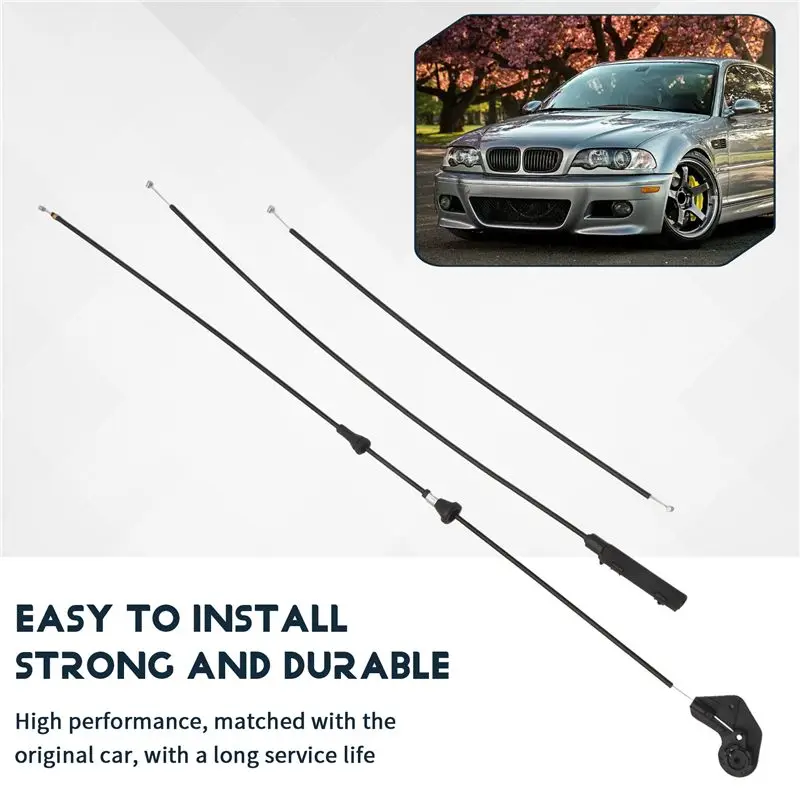 A10E-3PCS Engine Hood Release Bowden Cable For BMW E46 320I 323I 98-05 51238208442 view 4