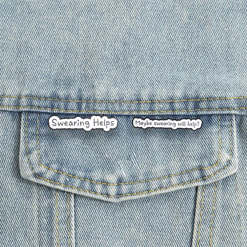 Maybe Swearing Will Help Enamel Pins Funny Sassy Quote Brooches Sarcastic Worker Badge Stress Relief Meme Jewelry Gift