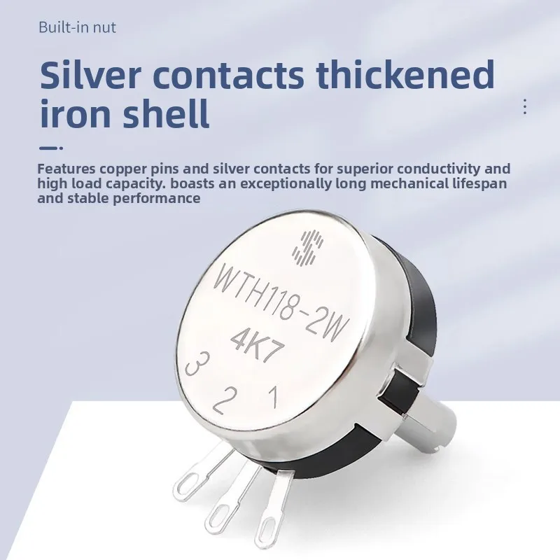 مقياس الجهد WTH118-1A، 2 وات، 1 ك/2.2 ك/4.7 ك/10 ك/22 ك/47 ك/100 ك/470 ك/1 متر، بدوره واحد