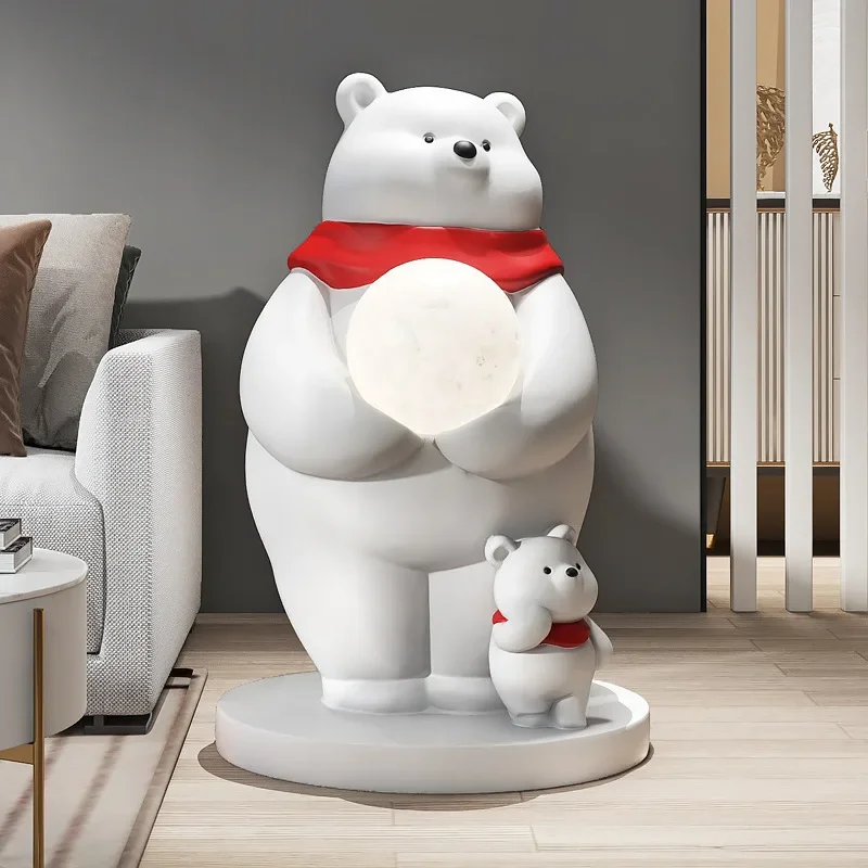 

SANDYHA Polar Bear LED Floor Lamp Standing Table Light for Bedroom Living Room Indoor Lighting Home Decor Ornament