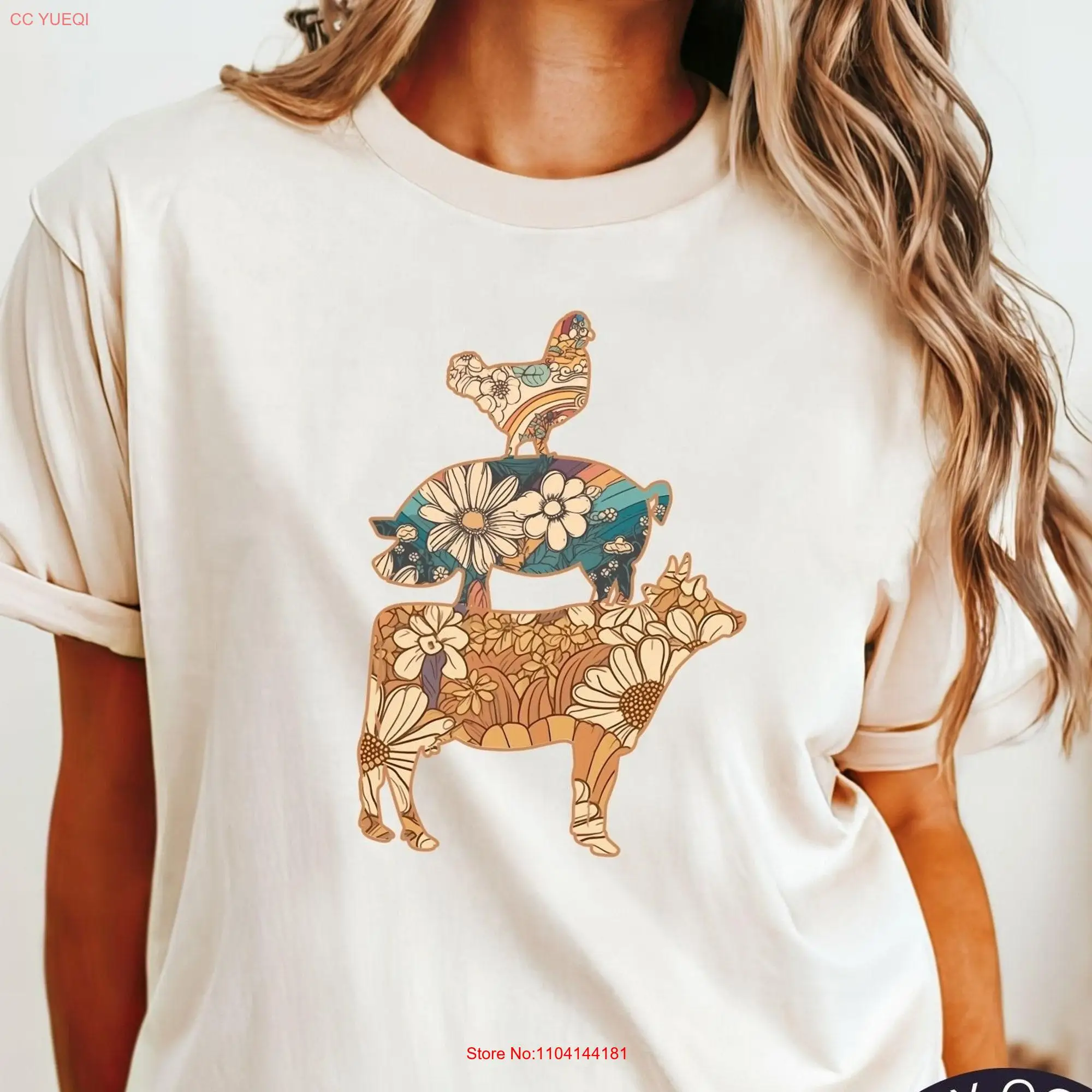 Comfort Colors Retro Floral Farm Animals T Shirt Homesteader s Granola Girl Aesthetics Farmer Chickens