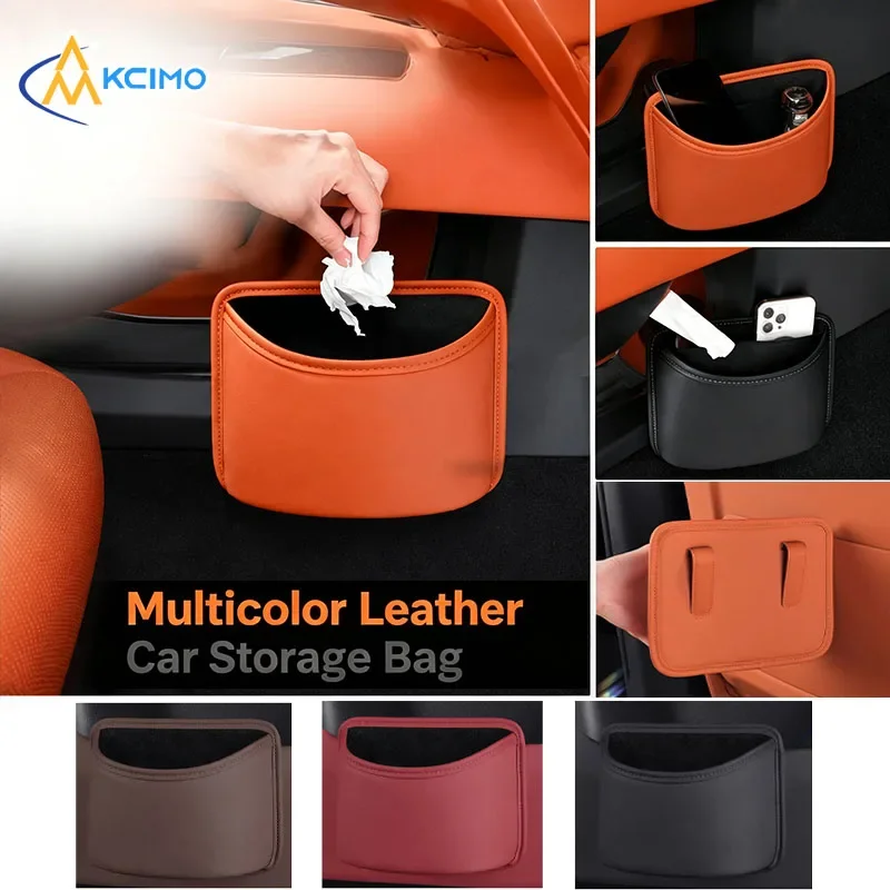 Multicolor Leather Car Storage Bag Hanging Car Organizer Pocket Vehicle Sundries Storage Box