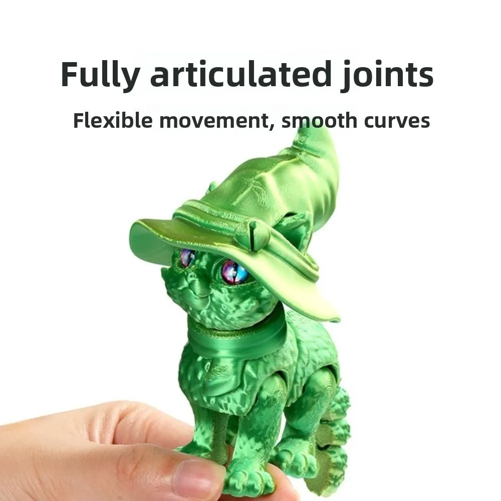 大きな目 3D プリント猫モデルプラスチック素材創造的な彫刻関節猫人形 3D 印刷技術リアルなデザイン