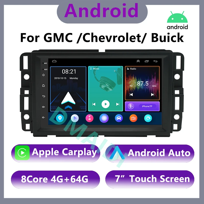 

7'' Car Radio Android12 Multimedia Video Player For GMC Chevrolet Buick Enclave Yukon Acadia Equinox GPS Navigation CarPlay Auto