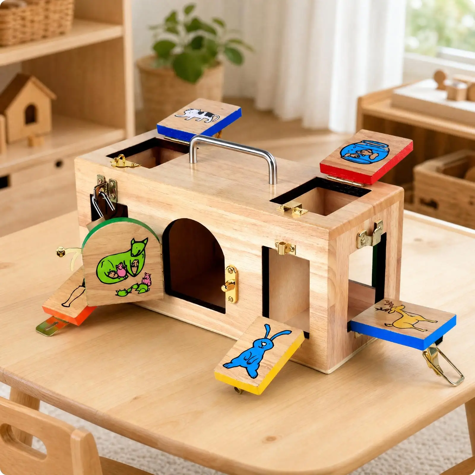boite-d'apprentissage-en-bois-pour-enfants-avec-serrure-de-securite-et-portes-a-charnieres-pour-l'exploration-et-la-concentration-en-soliterite