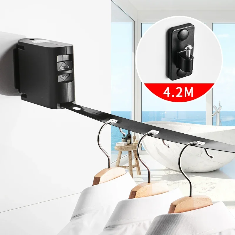 

Indoor retractable clothesline, pull-out clothesline with hanging holes, space-saving household clothesline