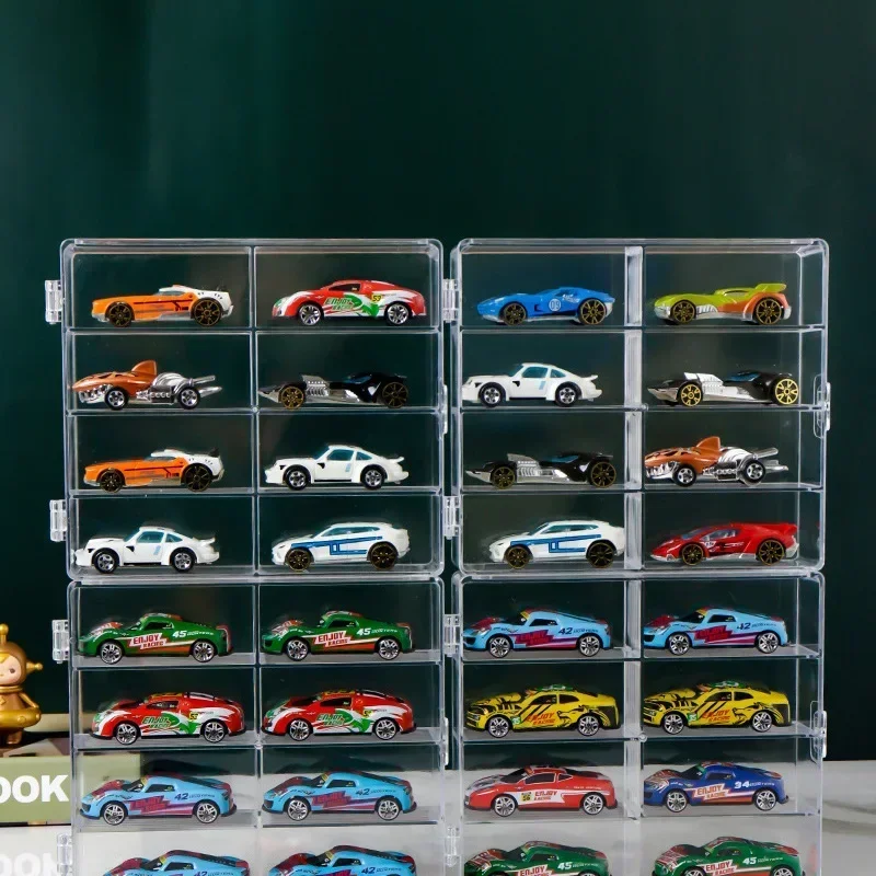 Acrylic Car Display Box 1:64 For Kids Toys Car Model Toy 8 Grid Cabinet Rack Dustproof Stackable Car Storage Boxes Transparent