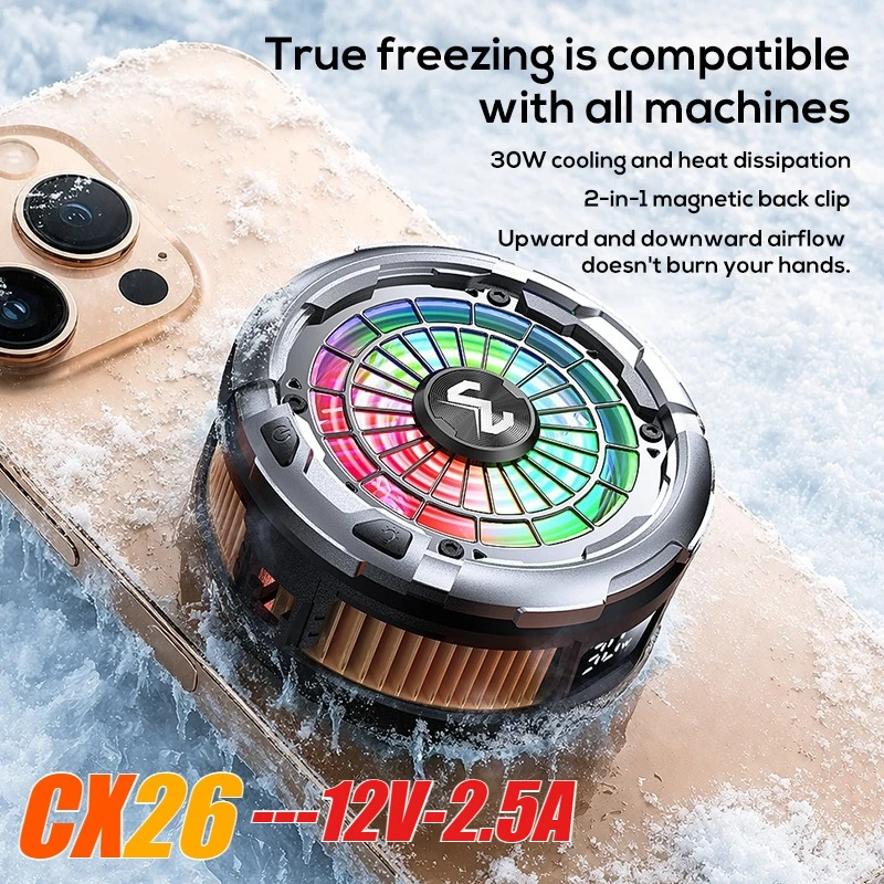 Image of MEMO CX26 Magnetischer / Clip-AI-Halbleiter-Kühler für Smartphones 12V/2.5A mit Digitalanzeige und schnellem Lüfter