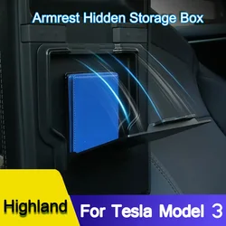 Per Tesla Model 3 Highland 2024 scatola portaoggetti nascosta scatola bracciolo Console centrale di aspirazione magnetica accessori per la conservazione della Privacy