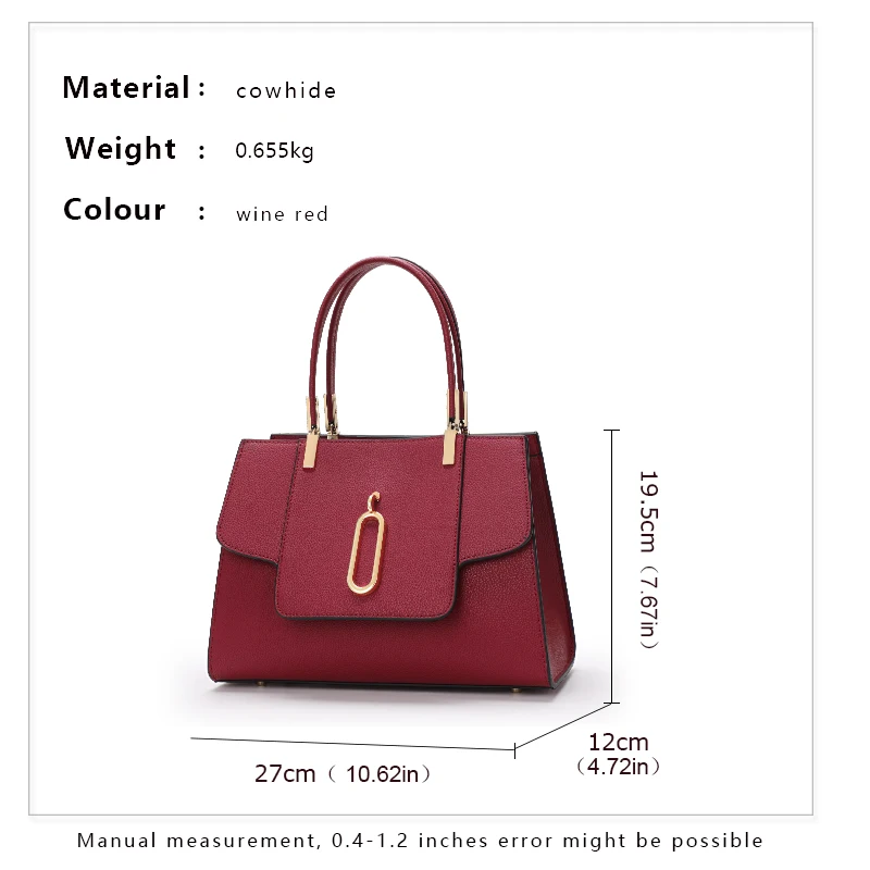 Aidrani Red Luxury Leather Women\'s Bag Large Capacity Women\'s Handbag Cowhide Wedding Bag Shoulder Bag