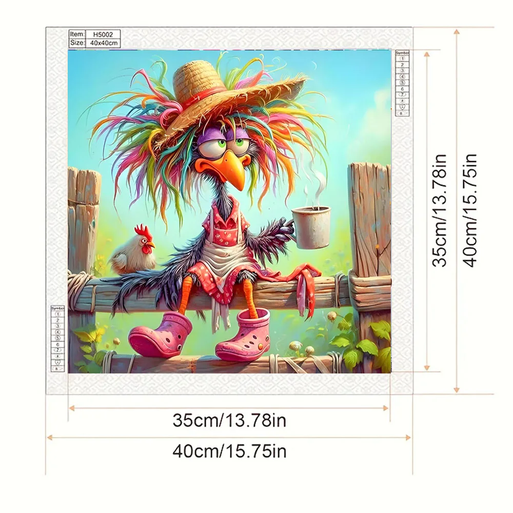 Funny Chicken Pattern Diamond Painting Set, DIY Adult Full Diamond Home Decoration Painting Set, Adult Frameless Crafts